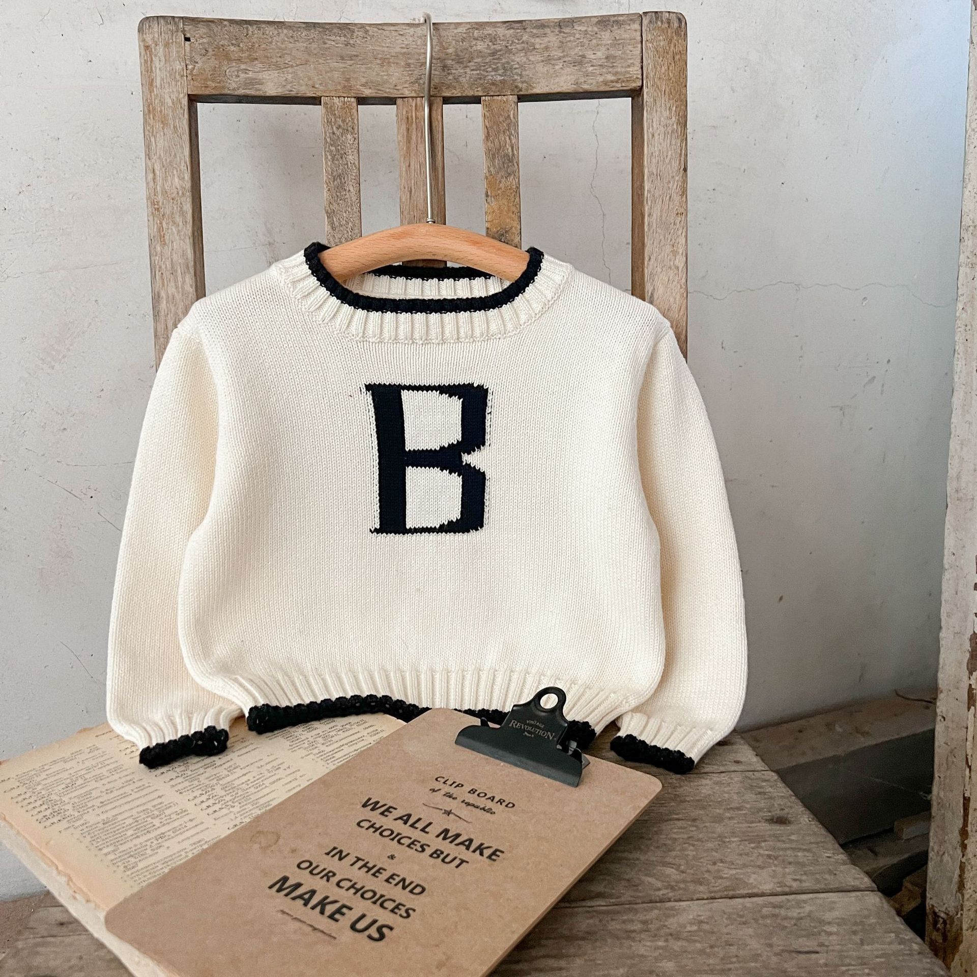 2pcs Baby Letter Pattern Woolen Knit Sweater-kissminis