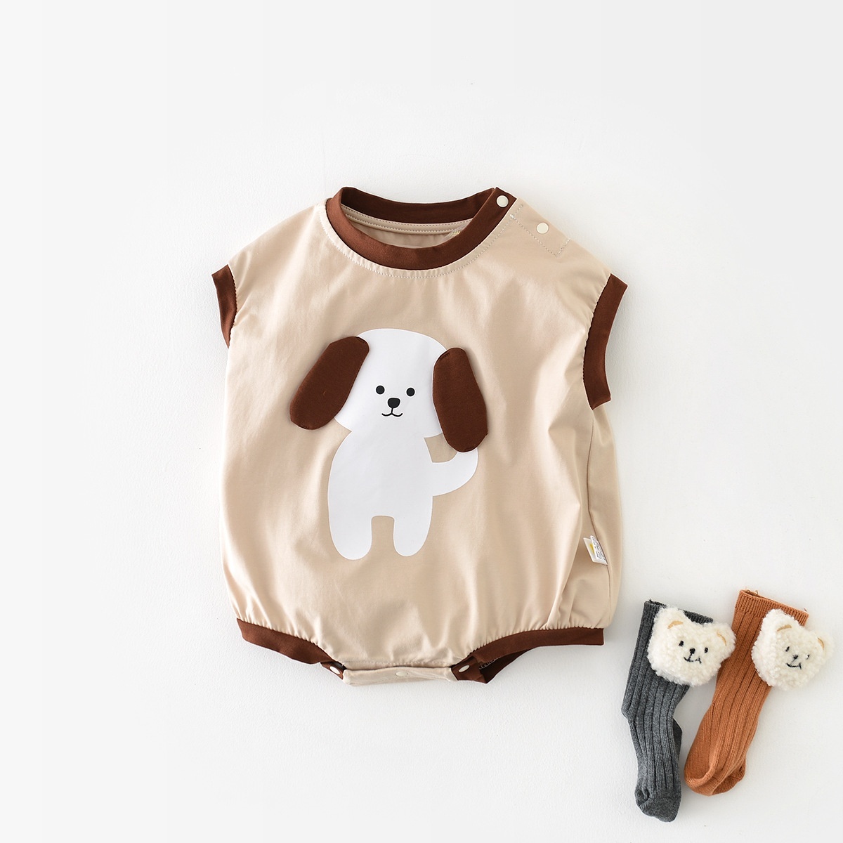 Baby Boy/Girl Puppy Cartoon Bodysuit-kissminis