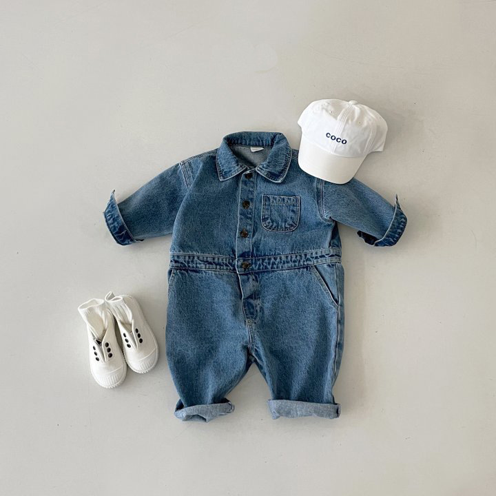 Baby Solid Color Denim Romper-kissminis