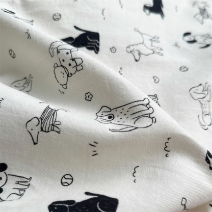 Black Collar and Dog Print Pocket Detail Romper