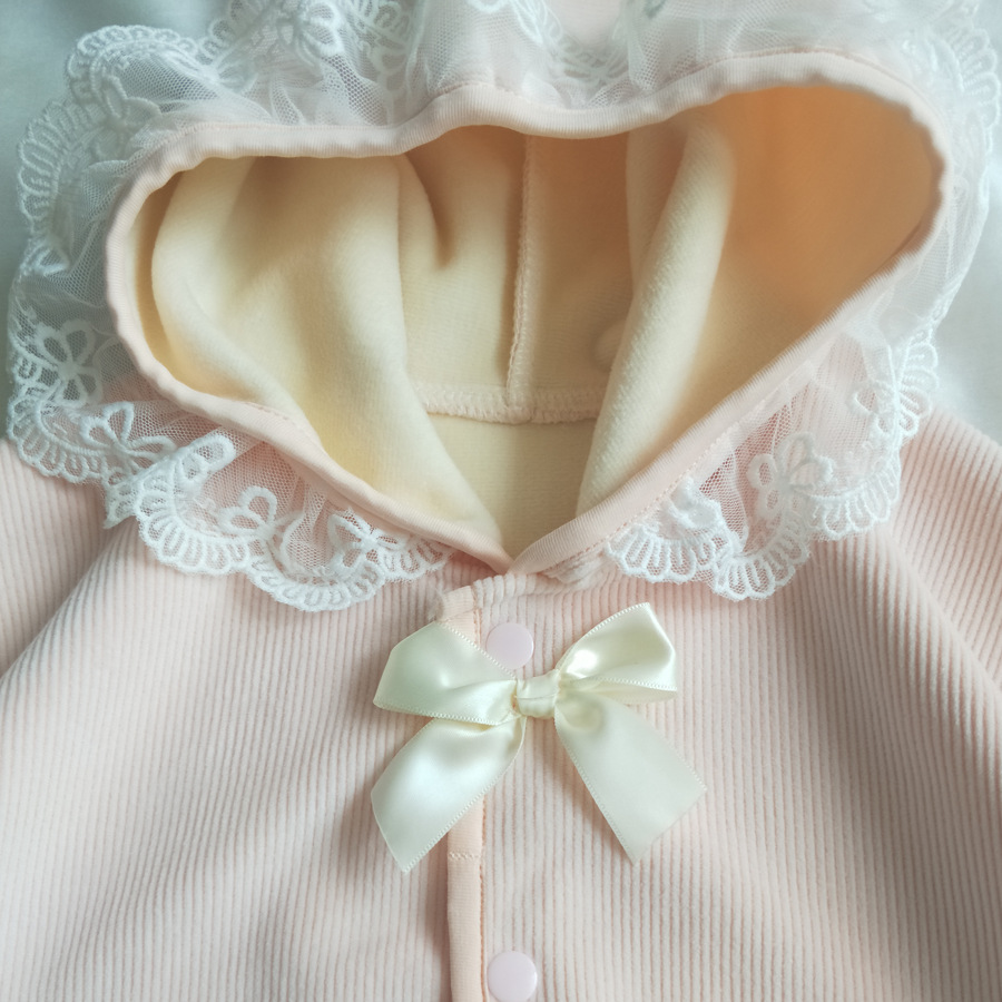 Baby Girl Princess Lace Trim Thicken Hooded Cloak-kissminis