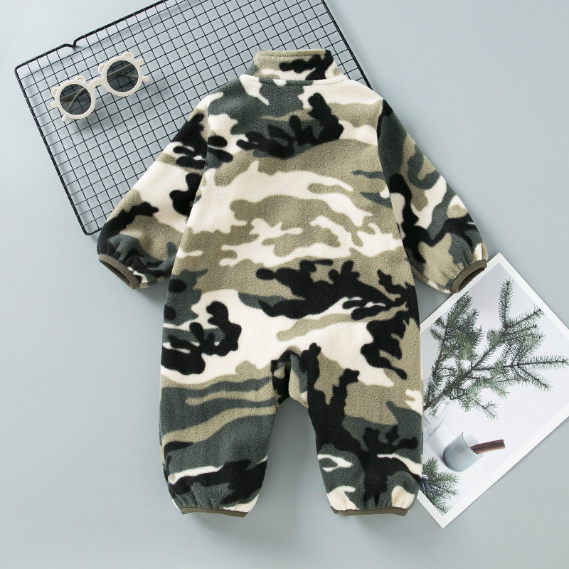 Baby Flannel Camouflage Print Romper-kissminis