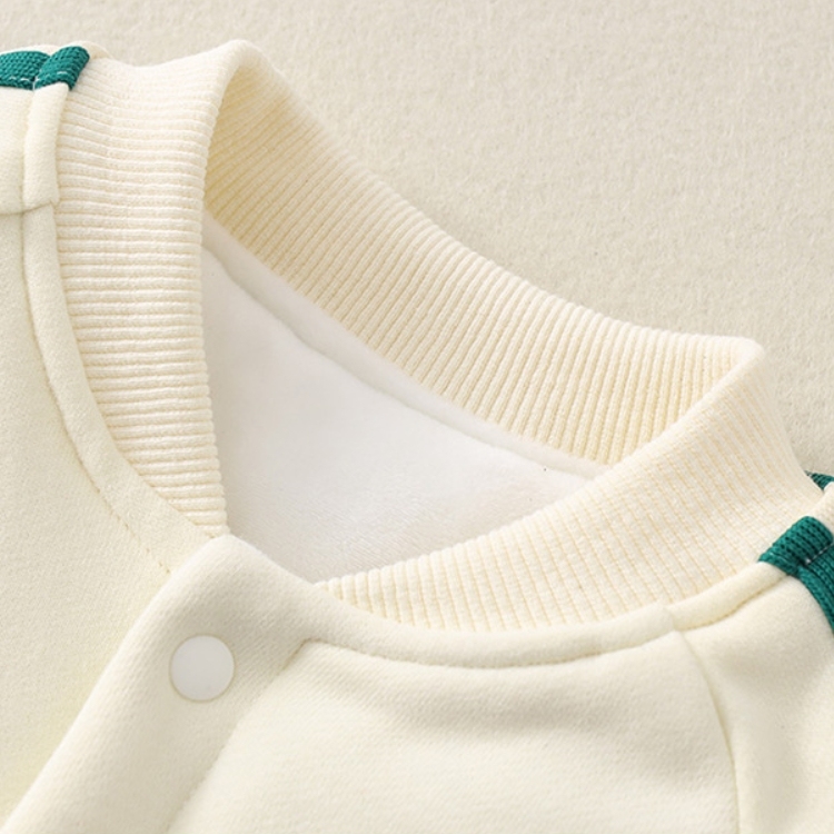Baby Boy Bear Winter Embroidery Long Sleeve Crewneck Romper-kissminis