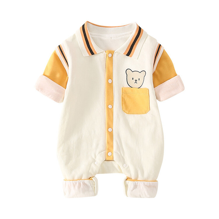 Newborn Baby Boy & Girl Apple Graphic Bear Print Thick Long Sleeve Romper-kissminis