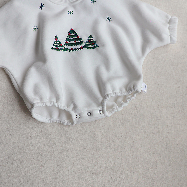 Baby Girl Christmas Tree Pattern Long Sleeve Bodysuit-kissminis
