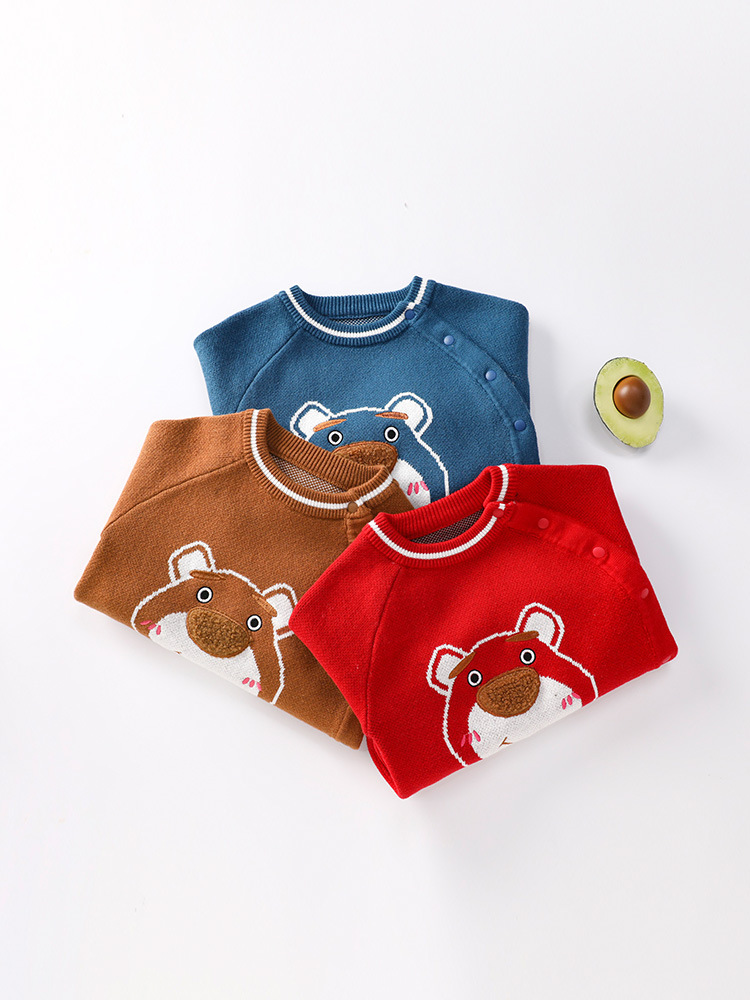 Baby Boy/Girl Knit Wacky Bear Design Long Sleeve Ropmer-kissminis