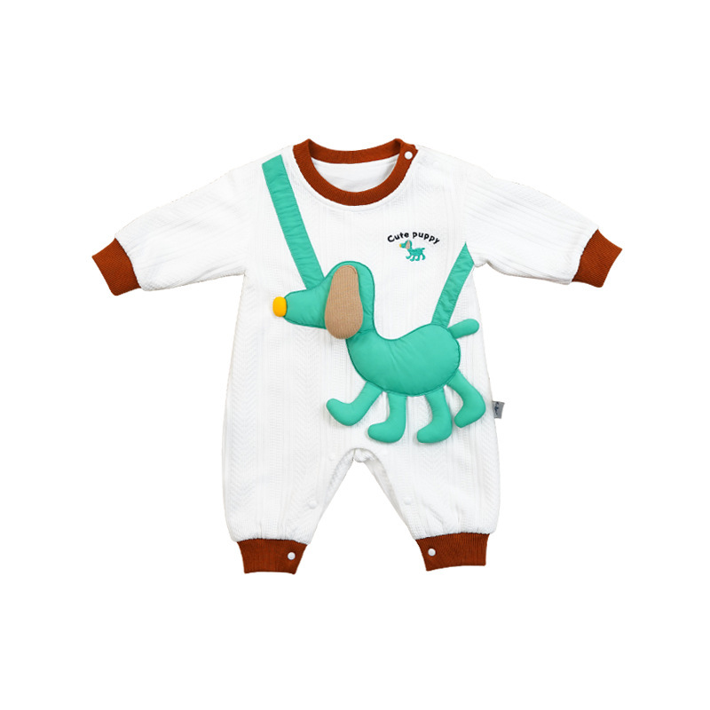 Baby & Girl Cute Puppy Knit Long Sleeve Romper-kissminis