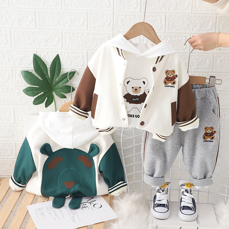 Toddler Boy/Girl Allover Teddy Bear Three-Piece Set-kissminis