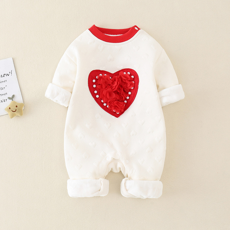 Baby Boy/Girl 3D Heart Logo Long Sleeve Romper-kissminis