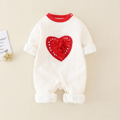 Baby Boy/Girl 3D Heart Logo Long Sleeve Romper-kissminis