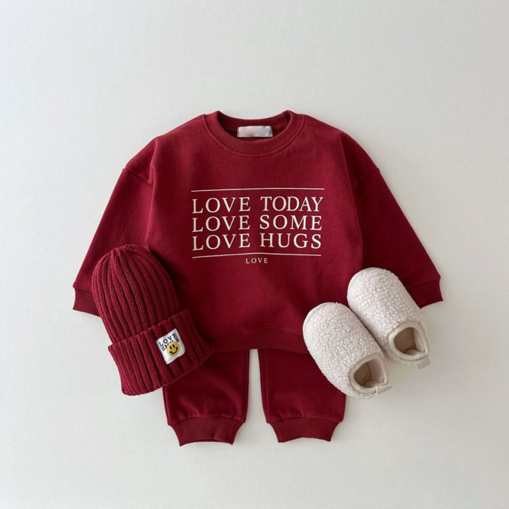 2pcs Baby Solid Color ‘LOVE’ Letter Sweatshirt and Pants Set-kissminis