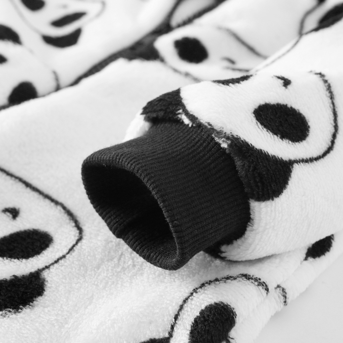Baby Boy/Girl Winter Fluff Allover Panda Print Long Sleeve Romper-kissminis