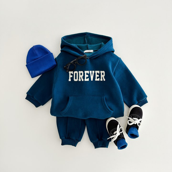 2pcs Toddler Boy/Girl Thicken Forever Print T-Shirt and Pants Set-kissminis