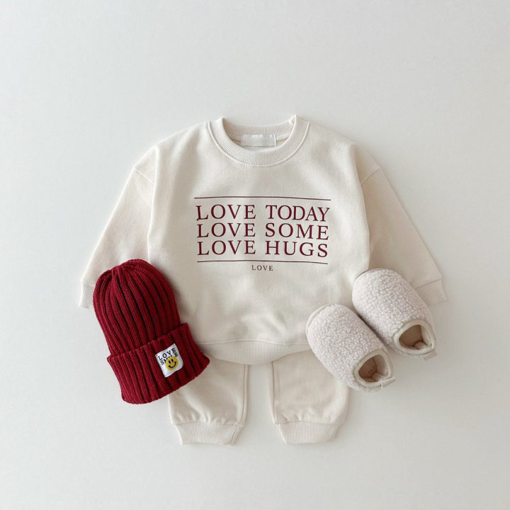 2pcs Baby Solid Color ‘LOVE’ Letter Sweatshirt and Pants Set-kissminis