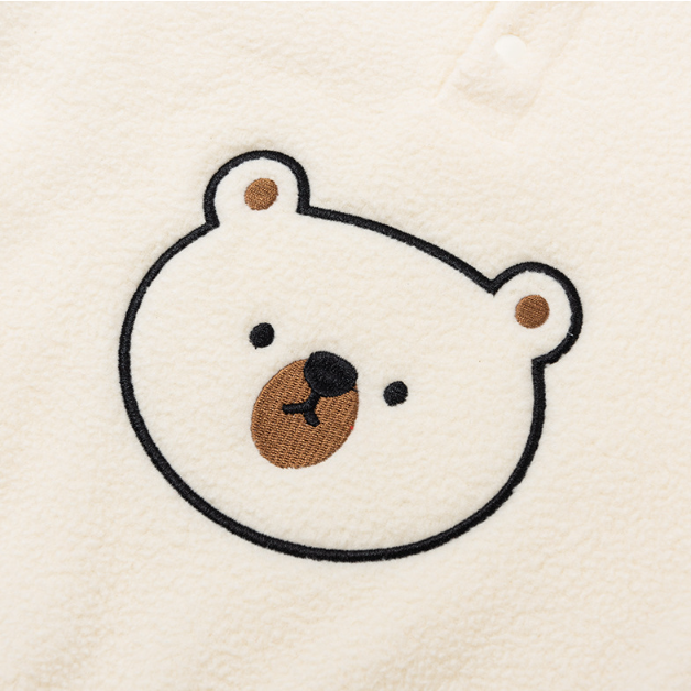 Baby Boy/Girl Cute Bear Pattern Solid Color Fluff Long Sleeve Romper-kissminis