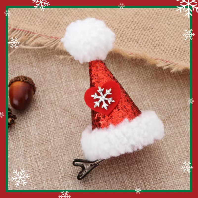Baby Girl Cute Christmas Style Santa Hat Design Hair Clip-kissminis