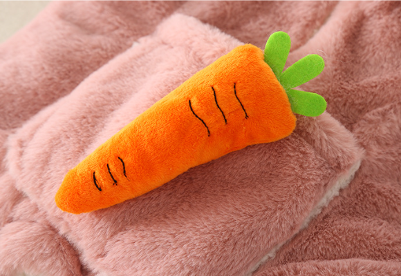 Baby Girl Cute Rabbit Ears and 3D Carrot Toy Fluff Long Sleeve Romper-kissminis