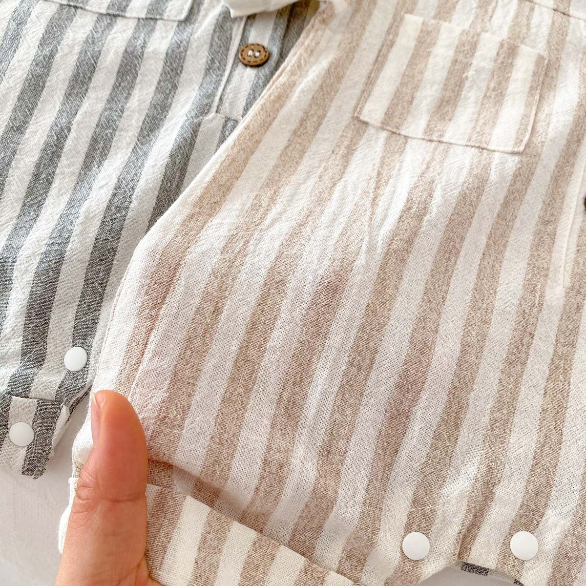 Baby Polo Neck Striped Romper-kissminis