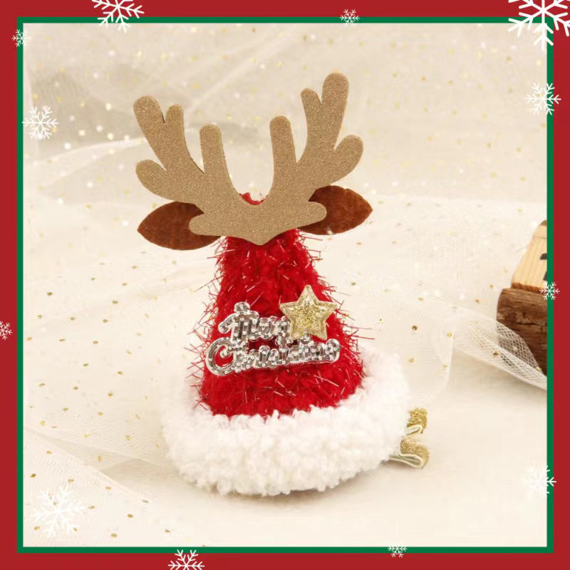 Baby Girl Cute Christmas Style Santa Hat Design Hair Clip-kissminis
