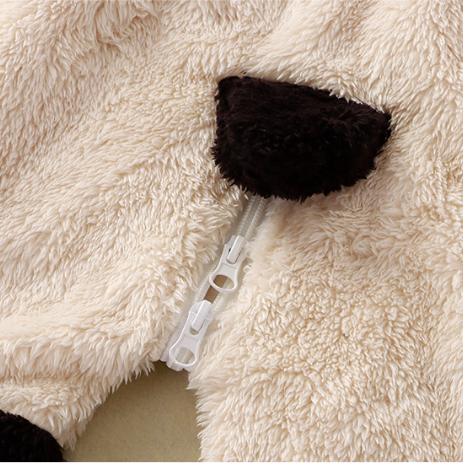 Baby Boy/Girl Cute Panda/Rabbit Design Solid Color Fluff Long Sleeve Hooded Romper-kissminis