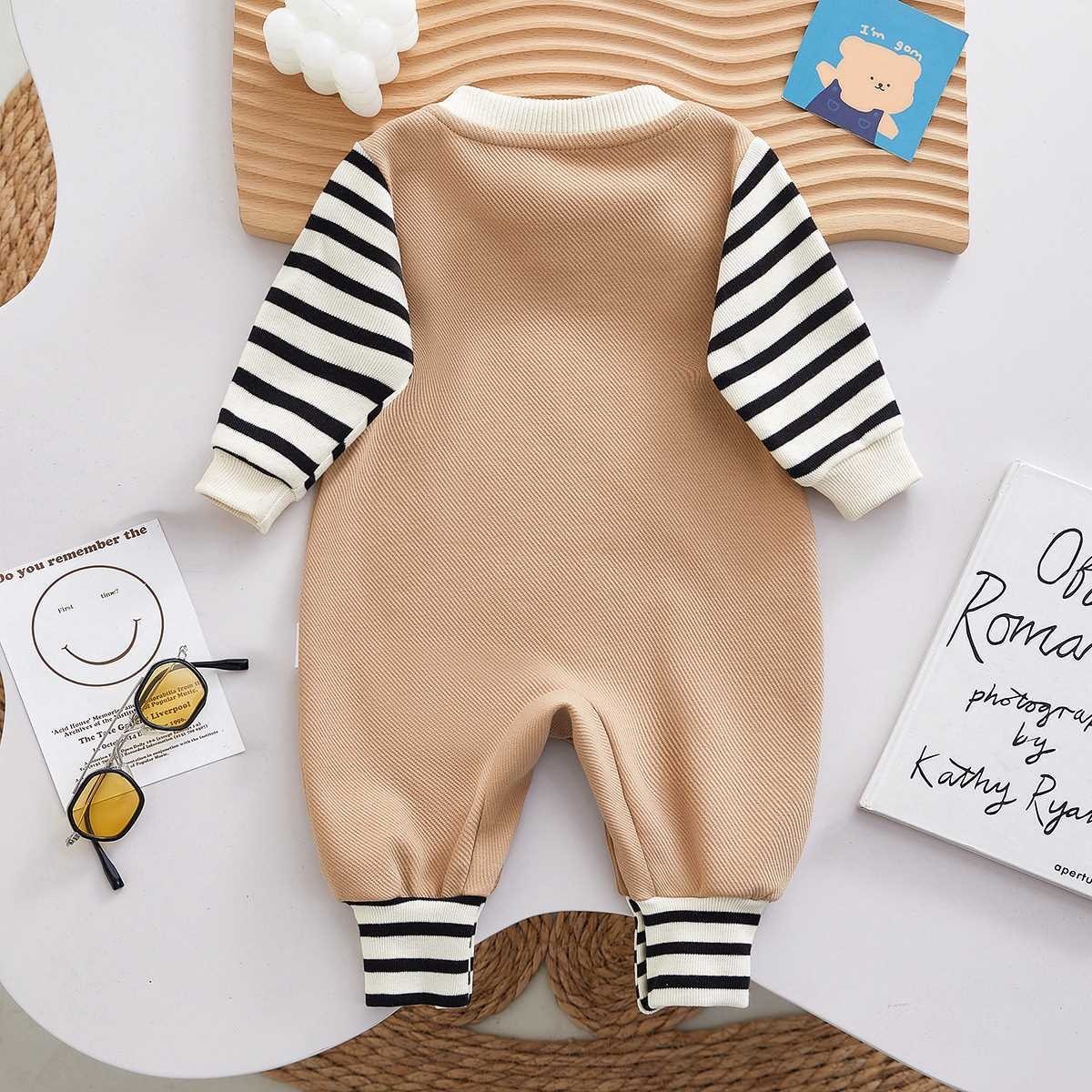 Baby Cute Cartoon Bear Graphic Long Sleeve Romper-kissminis