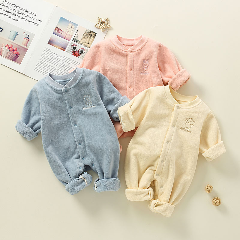 Baby Winter Fleece Rabbit Pattern Romper-kissminis