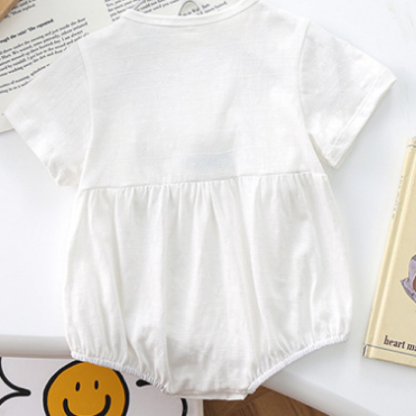 Newborn Baby Girl 95% Cotton Lace Lovely Embroidered Rabbit Button Bodysuit