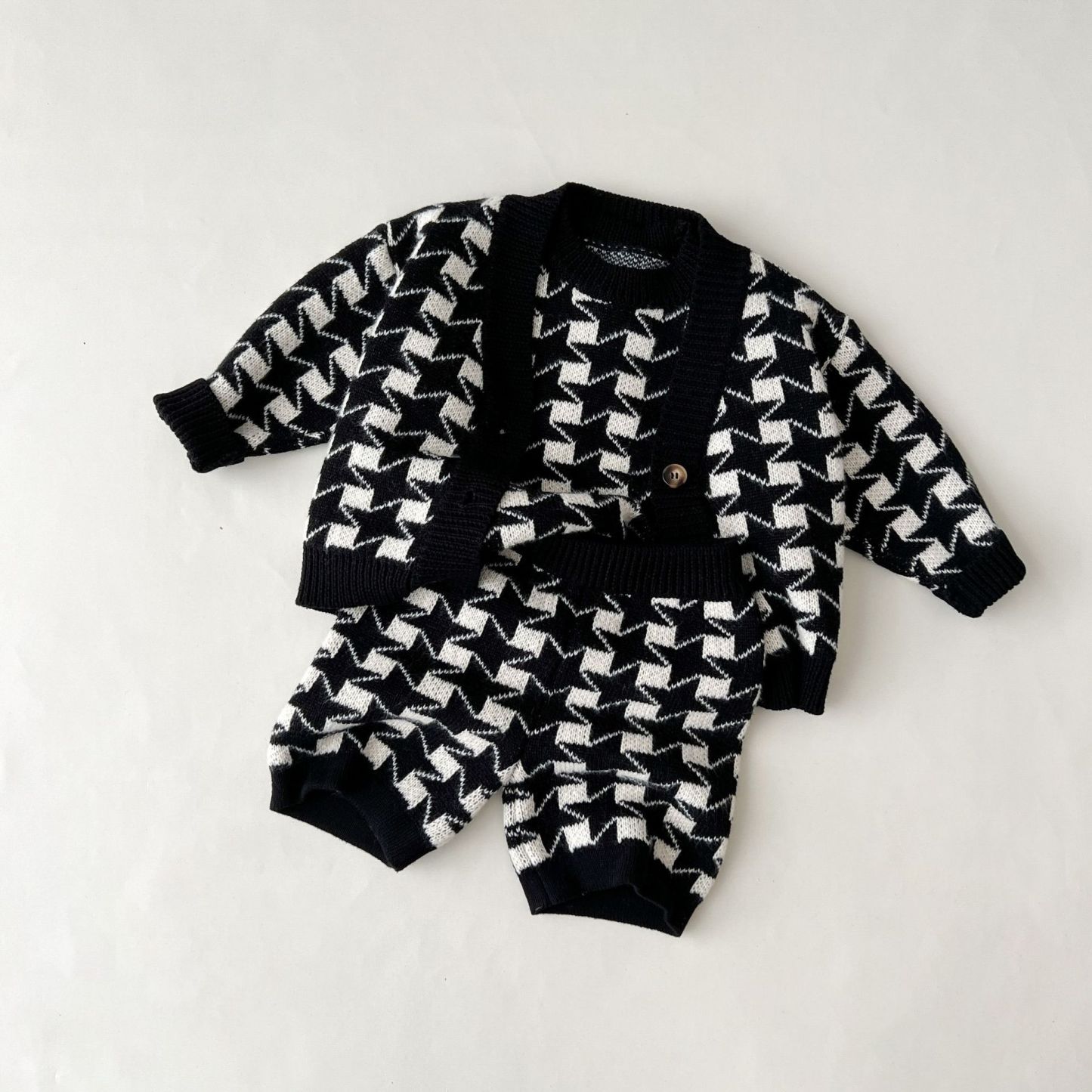 Toddler Boy/Girl Ins Style Print Vest and Cardigan and Pants Set-kissminis