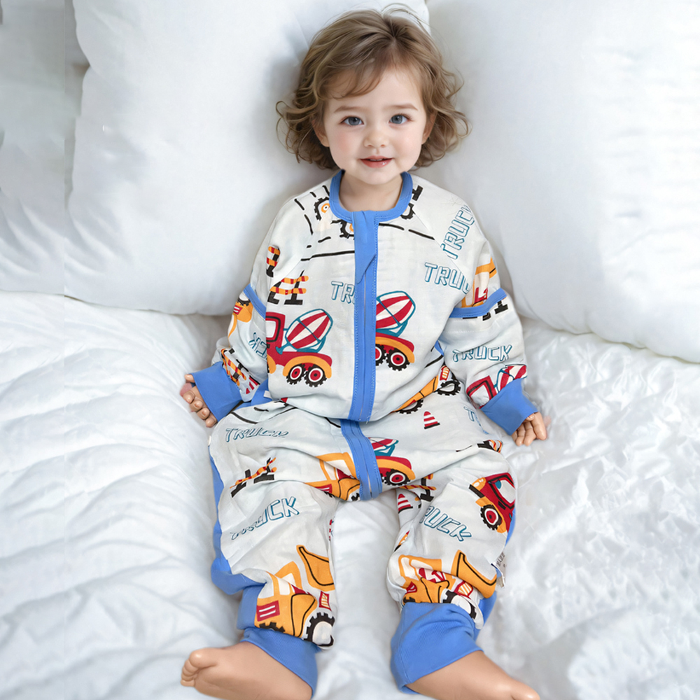 Baby Split Leg Sleep Sack - 100% Cotton Wearable Blanket, 2-Layer Design (0-24 Months)