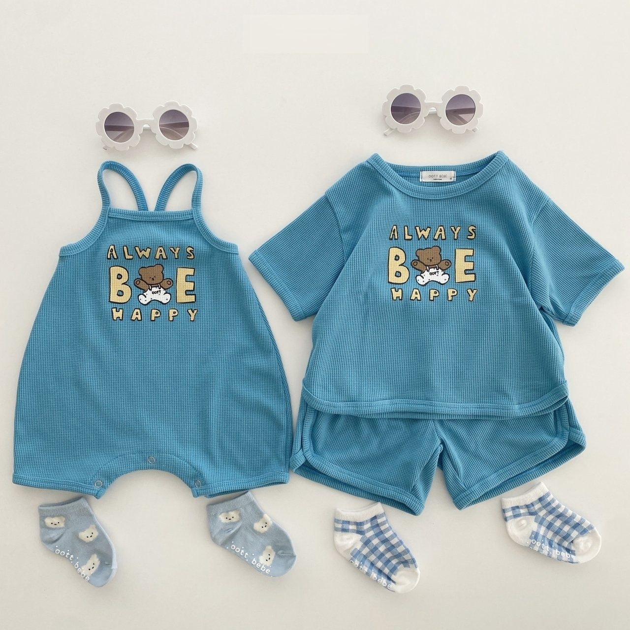 2pcs Baby Boy/Girl Bear Cartoon Print T-shirt with Pant Set-kissminis