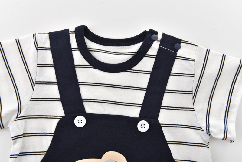 Baby Bear Striped Short Sleeve Romper -kissminis