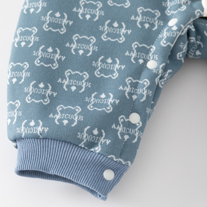 Baby Boy/Girl Bear Patch Long Sleeve Raglan Fluff Romper-kissminis