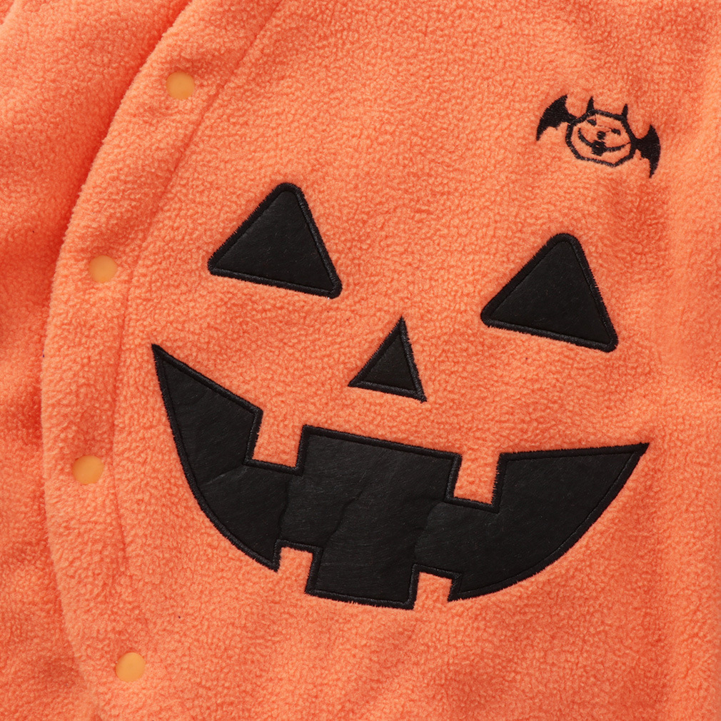 Baby Wacky Pumpkin Cartoon Print Hooded Romper-kissminis
