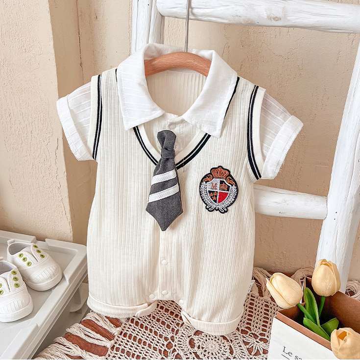 Baby Boy Necktie Collegiate Romper-kissminis