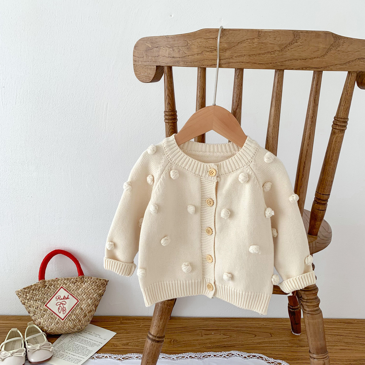 Baby Boy/Girl Handmade Ball Long Sleeve Cardigan Sweater-kissminis