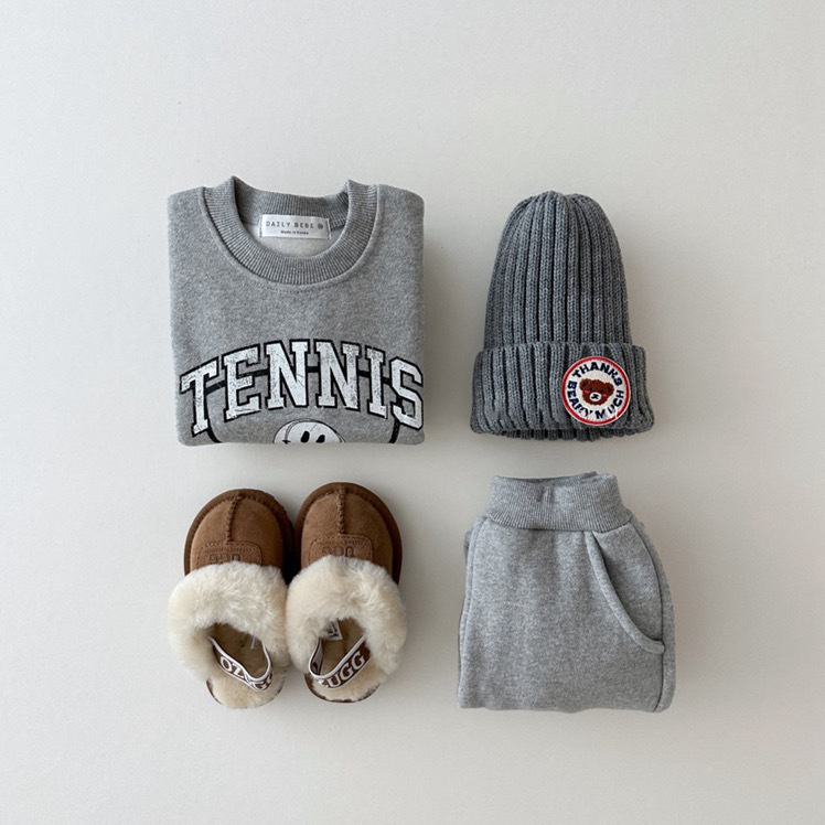 2pcs Baby ‘TENNIS’ Letter Printed Sweatshirt and Pants Set-kissminis