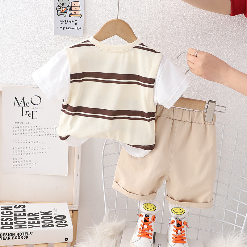 Toddler Boy/Girl Solid Color Striped Two-Piece Set-kissminis