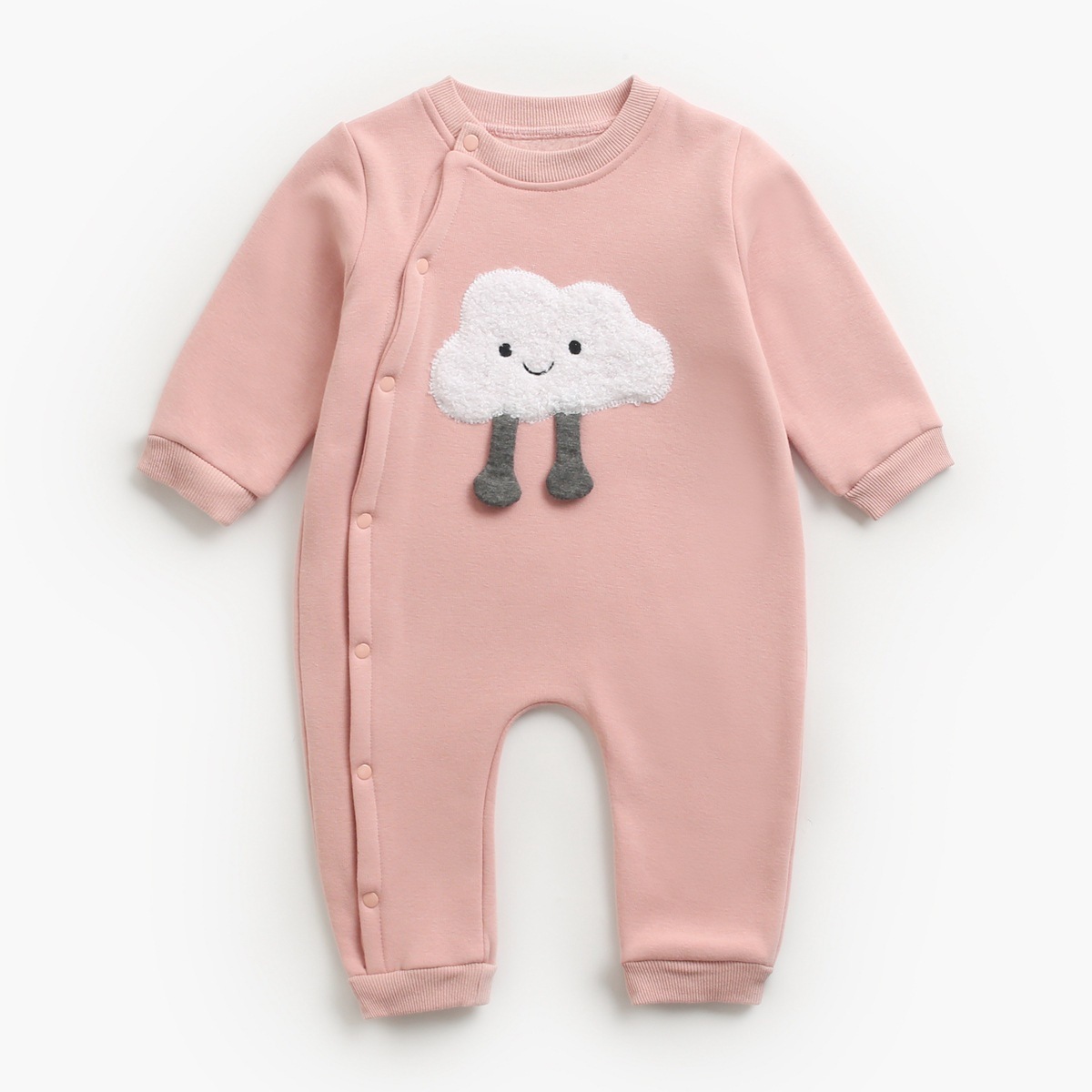 Baby Boy/Girl Cute Cartoon Pattern Single Breasted Long Sleeve Romper-kissminis