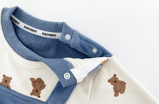 Baby Boy/Girl Allover Cute Bear Pattern Fake Two Pieces Long Sleeve Romper-kissminis