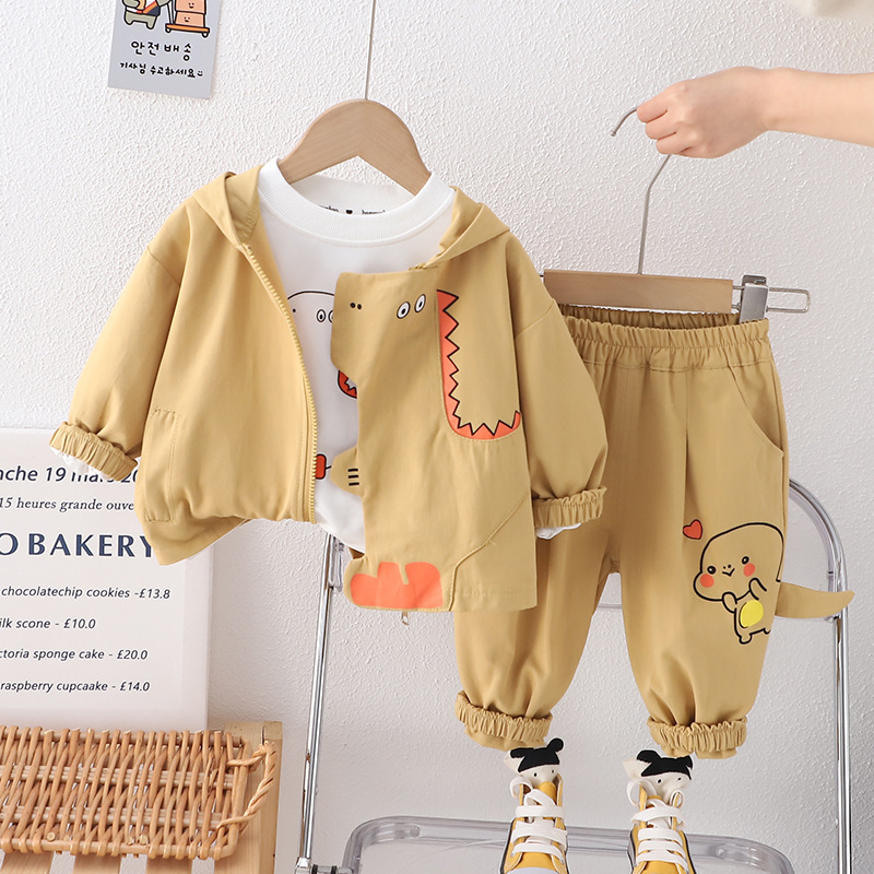 Toddler Boy/Girl Dinosaur Print Three-Piece Set-kissminis