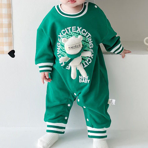 Baby Doll Bear Print Romper-kissminis