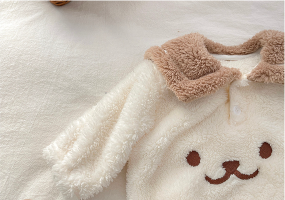 Baby Toddler Boy/Girl Cute Bear Design Winter Thicken Fluff Long Sleeve Romper-kissminis