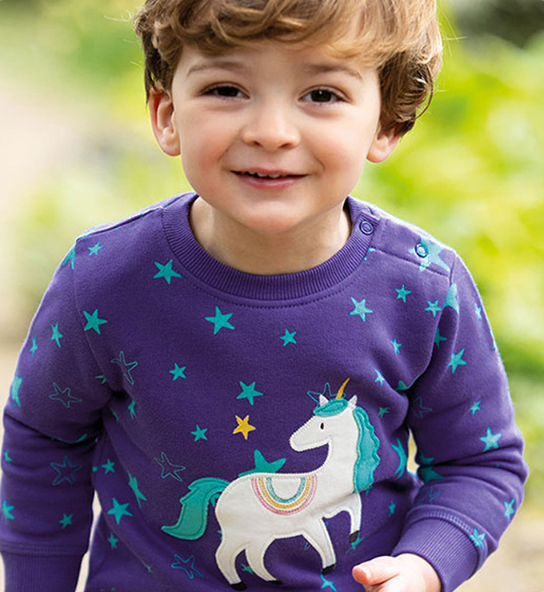 Baby Boy Allover Star with Unicorn Pattern Long Sleeve Sweatshirt-kissminis