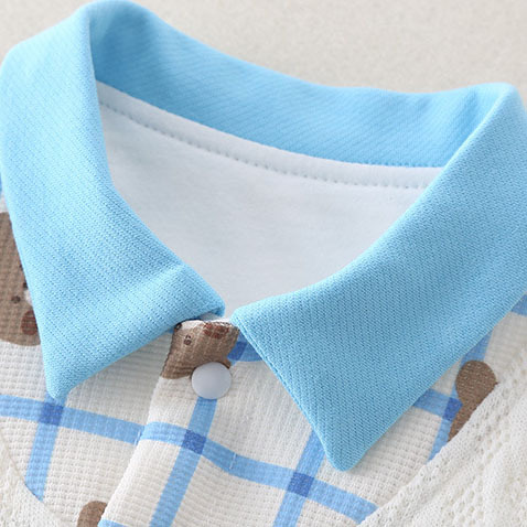 Cartoon Cute Plaid Bear Embroidery Romper-kissminis