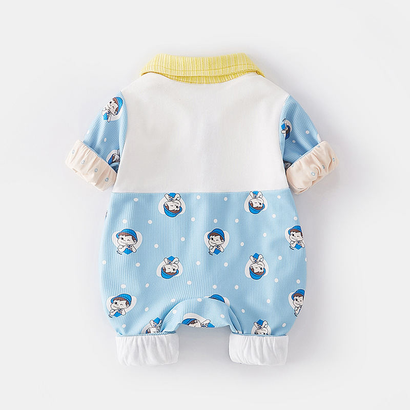 Baby Boy Cartoon Boy Graphic Long Sleeve Romper-kissminis