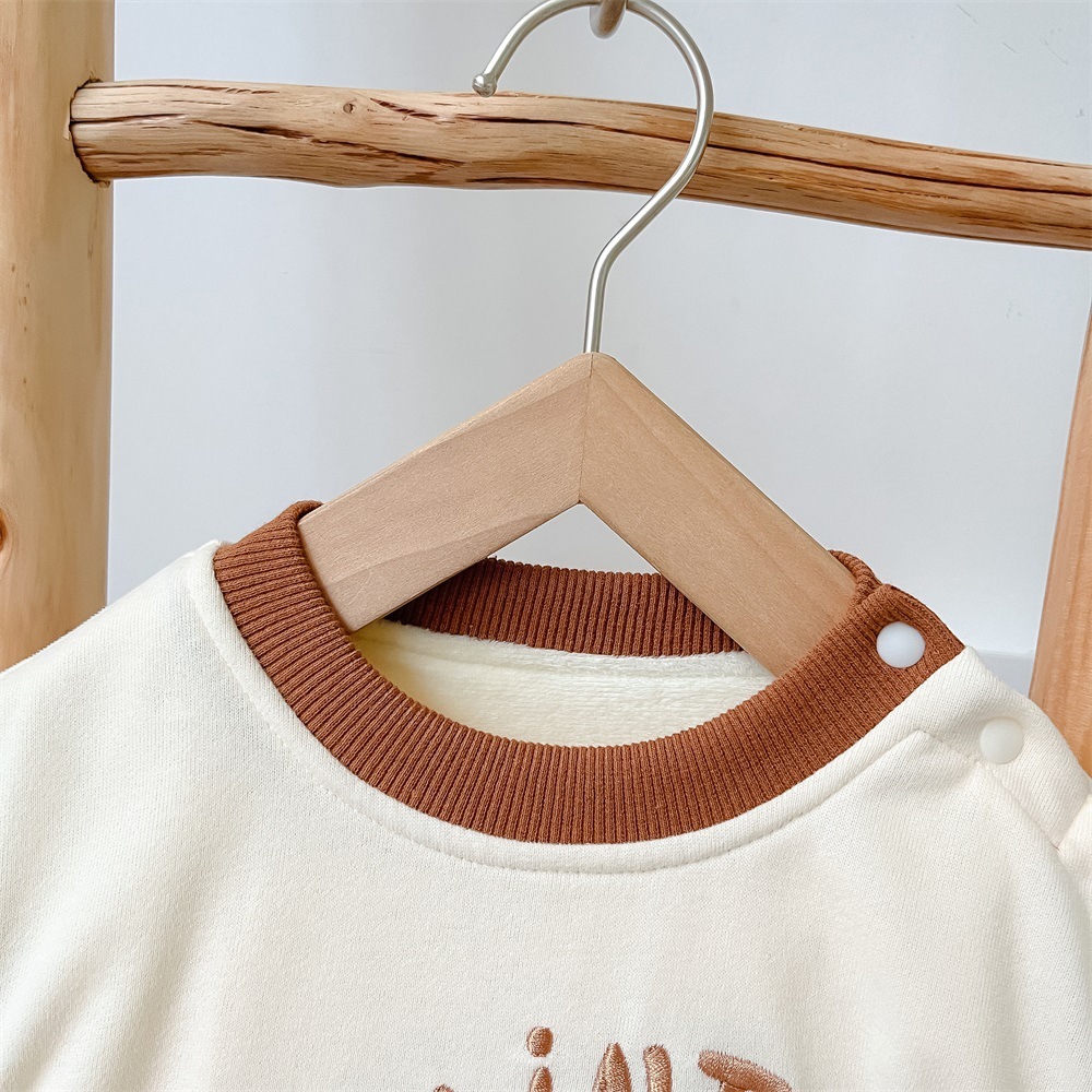 Baby Boy Winter Bear and Letter Patch Long Sleeve Fluff Romper-kissminis