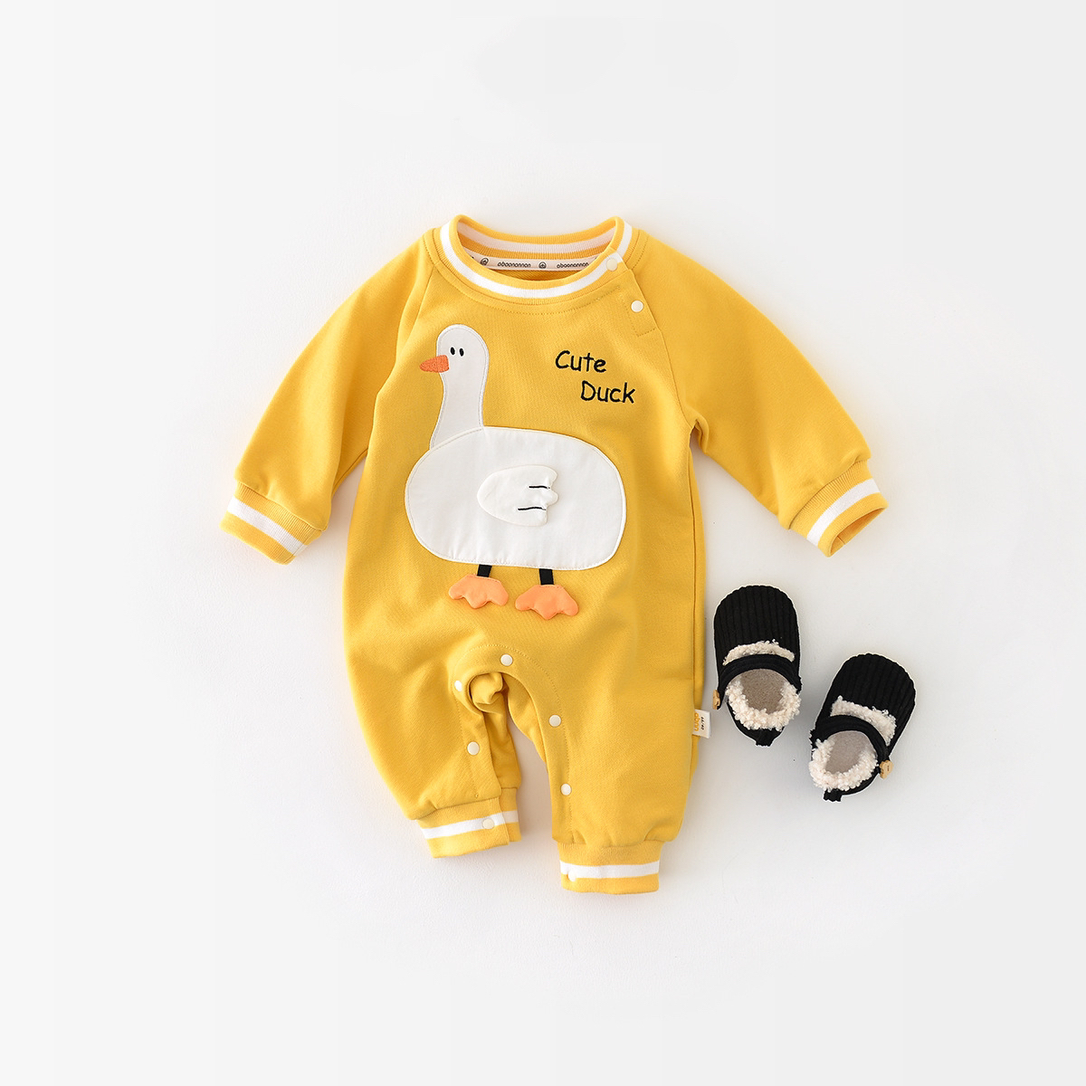 Baby Cute Duck Graphic Long Sleeve Romper and Sweatshirt-kissminis