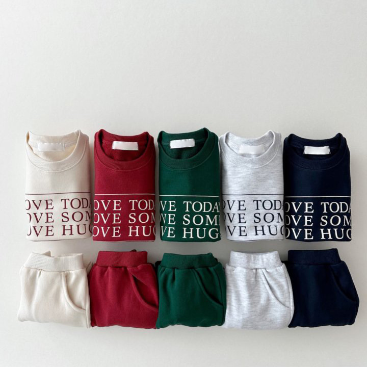 2pcs Baby Solid Color ‘LOVE’ Letter Sweatshirt and Pants Set-kissminis