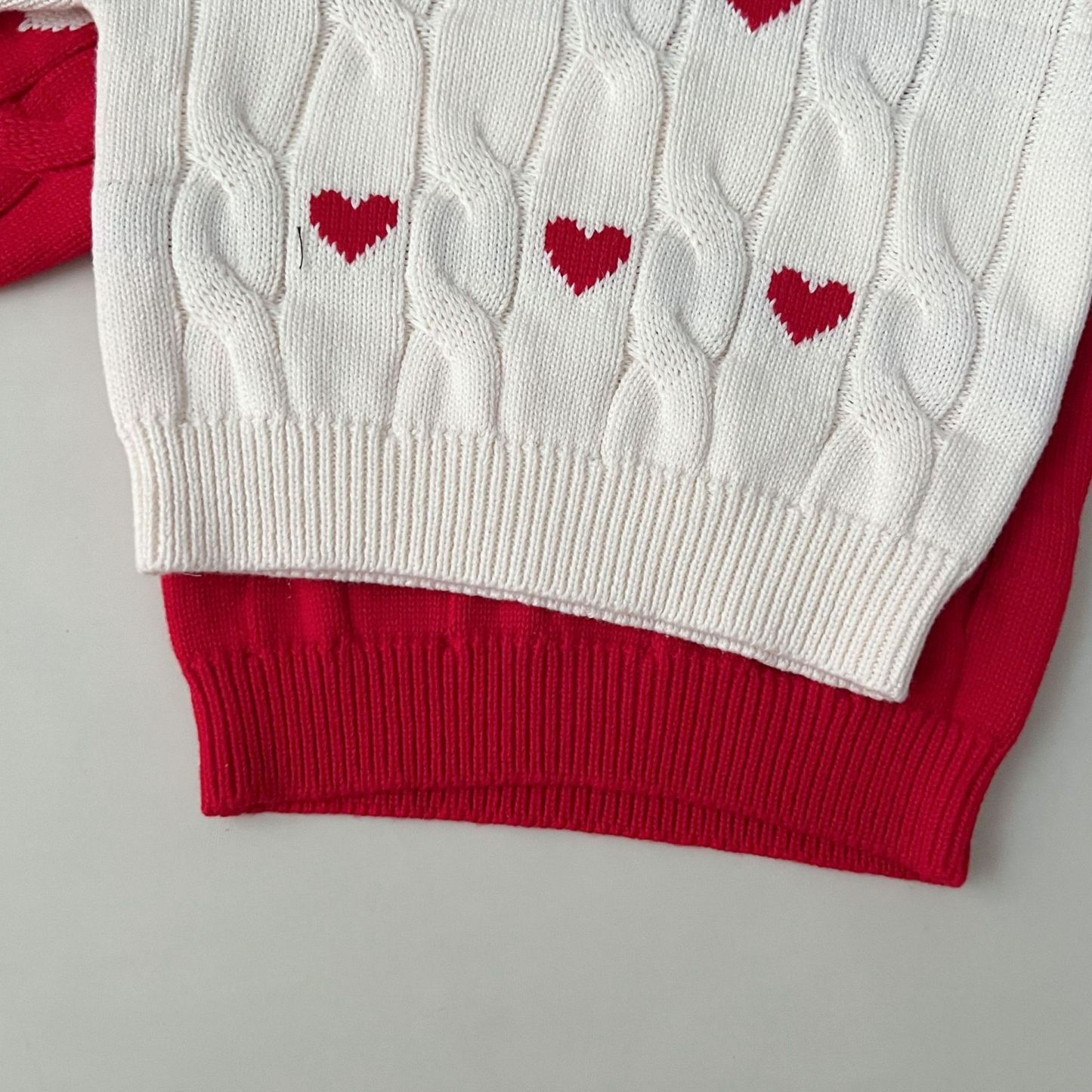 2pcs Baby Allover Heart Pattern Woolen Pullover Knit Sweater-kissminis