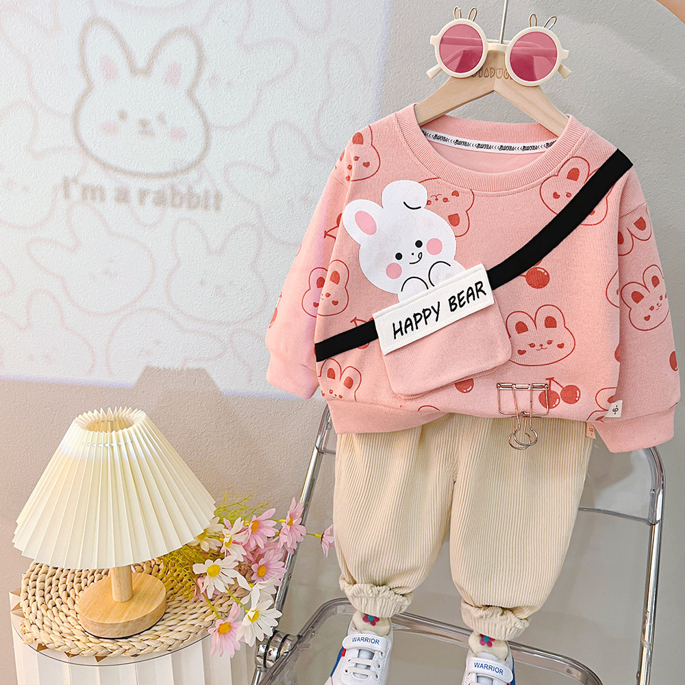 Toddler Boy/Girl Cute Bear Pullover Two-Piece Set-kissminis